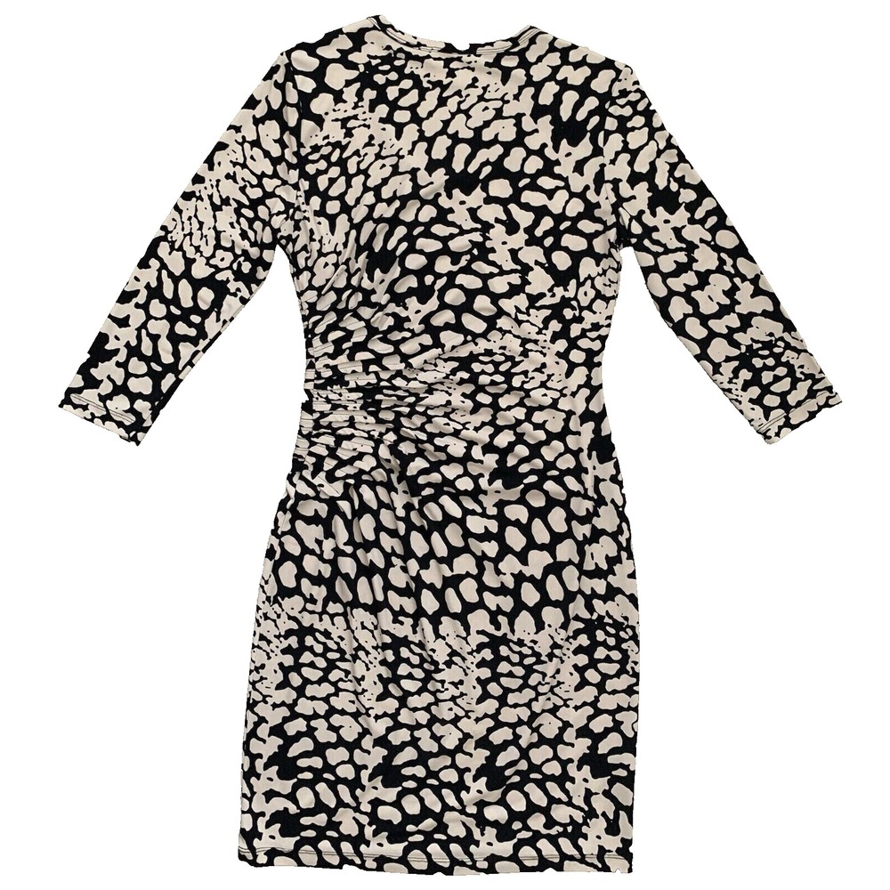Vintage Leopard Animal Print Dress Flattering Ruched Side Career Work Women Sz 6